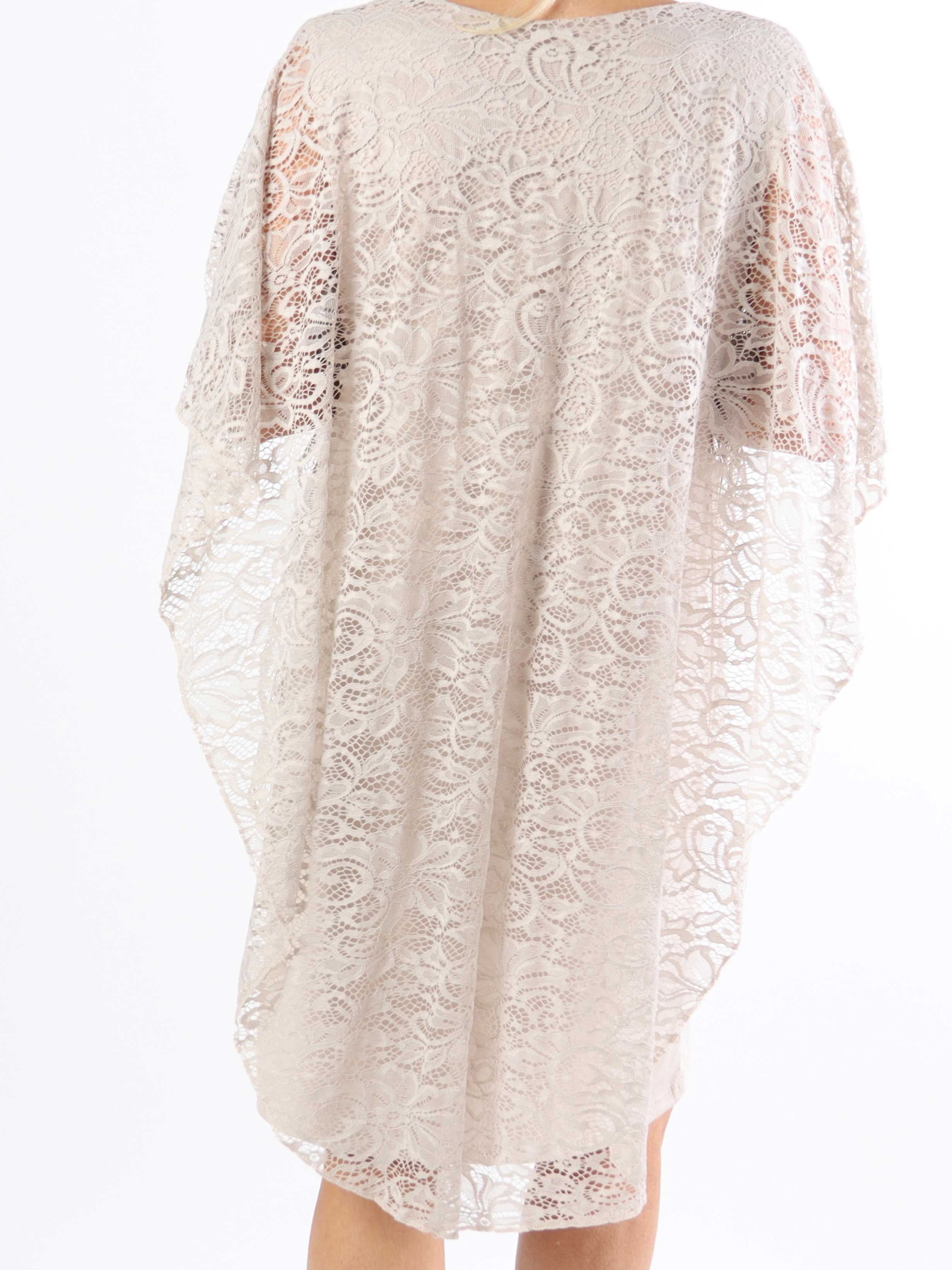 Kenya Lace - Sød plus size tunikakjole i blonde